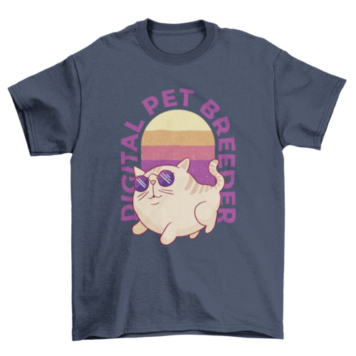 Cat wear sunglasses with Digital pet breeder quote t-shirt