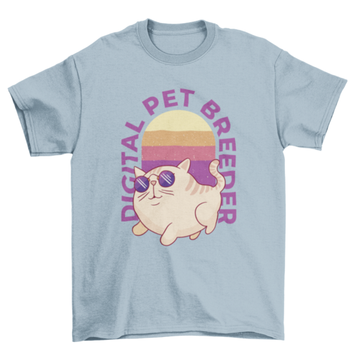 Cat wear sunglasses with Digital pet breeder quote t-shirt