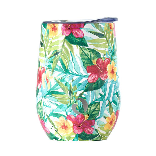 DRINCO® 12oz Insulated Wine Tumbler Glass (Tropical Hues)